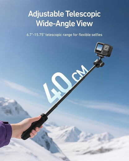 TELESIN 40cm/15.7'' Mini Selfie Stick Tripod Compatible with Gopro 13 Action Camera, Magnetic Quick Release Selfie Handle Grip,360° Adjustable Portable Extension Monopod for Go Pro Hero 13 Accessories