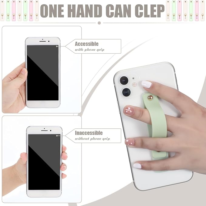 Weewooday 6 Pieces Phone Grip Holder Cell Phone Grip Strap Telescopic Finger Strap Stand Universal Finger Kickstand for Most Smartphones(Mint, White, Light Purple)