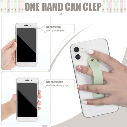 Weewooday 6 Pieces Phone Grip Holder Cell Phone Grip Strap Telescopic Finger Strap Stand Universal Finger Kickstand for Most Smartphones(Mint, White, Light Purple)
