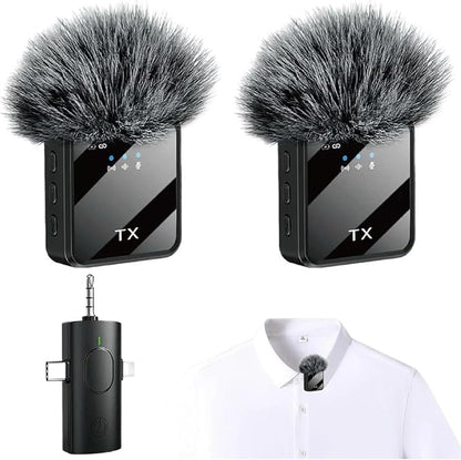3 in 1 Mini Wireless Lavalier Microphone for iPhone/Android/Camera,328ft Transmission, 18H Battery Life, Noise Reduction Lapel Mic for Record Interview, Vlogs, YouTube, Tiktok