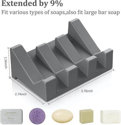 Silicone Soap Dish,3PCS Extended Self Draining Soap Dish for Shower Soap Holder Soap Dishes for Bar Soap,Bathroom Soap Holder Bathtub Soap Dish with Drainage Keep Soap Bar Dry Clean