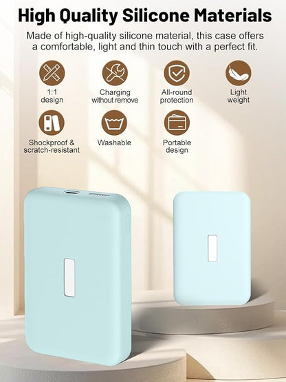 Silicone Protective Case Compatible with Anker MagGo Power Bank 10,000mAh 15W, Full-Body Protective Cover with Precise Cutouts, Shockproof & Scratch-Resistant Sleeve (Blue)
