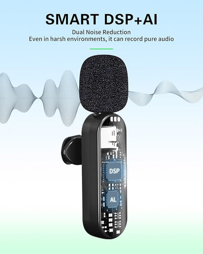 Wireless Lavalier Microphones Compatible for iPhone, Android Phone, Camera, Computer, Professional Wireless Mini Microphone for Video Recording, Vlog, YouTube, TikTok (4 Mics)