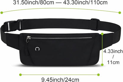 Lightweight Running Belt for Phone with Waterproof Fanny Pack, Adjustable Buckle, and Earphone Port - Store Essentials Snugly for Fitness, Cycling, and Travel, Black, One Size, Sport, XYB-1