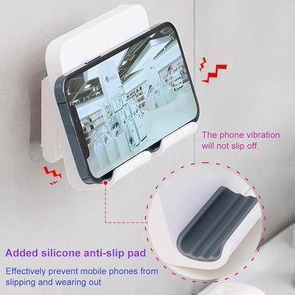 Upgraded Shower Phone Holder Tablet Wall Mount Phone Holder Removable,Self-Adhesive Mobile Cell Phone Tablet Holder for Bed Bathroom Kitchen, Compatible with iPhone Samsung Galaxy Tablet Switch