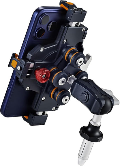 Aluminum Motorcycle Fork Stem Phone Mount Holder with Vibration Dampener, M1 FS Heavy Duty Cellphone Cradle, Anti-Theft MTB Phone Mount, 720° Adjustable for 6.1"-7.2" Smartphone