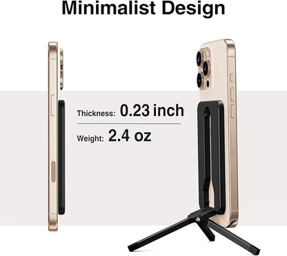 elitehood Mini Magnetic Tripod for iPhone 12/13/14/15/16 & Magsafe Cases, Travel iPhone magnetic Stand for Airplane, Aluminum Portable Small Phone Tripod with Strong Magnet and 1/4" Screw Mount, Black