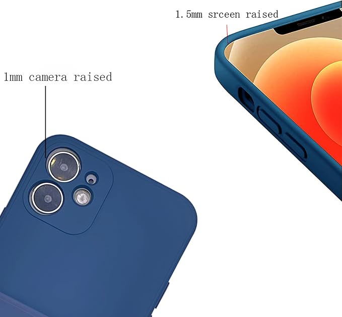Ultra Slim Liquid Silicon Gel Case Compatible for iPhone 12 Mini 5.4 inch 2020 with Card Holder Sleeves Slot Anti-Scratch Shockproof Wallet Cover with Screen Protector (Blue)