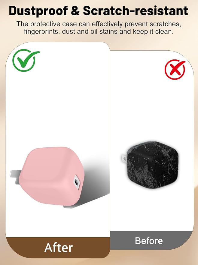 Silicone Protective Case for Belkin 45W USB C Charger Block, Full-Body Protective Cover with Precise Cutouts, Shockproof Dustproof Charging Protector Sleeve & Scratch-Resistant Sleeve (Pink)