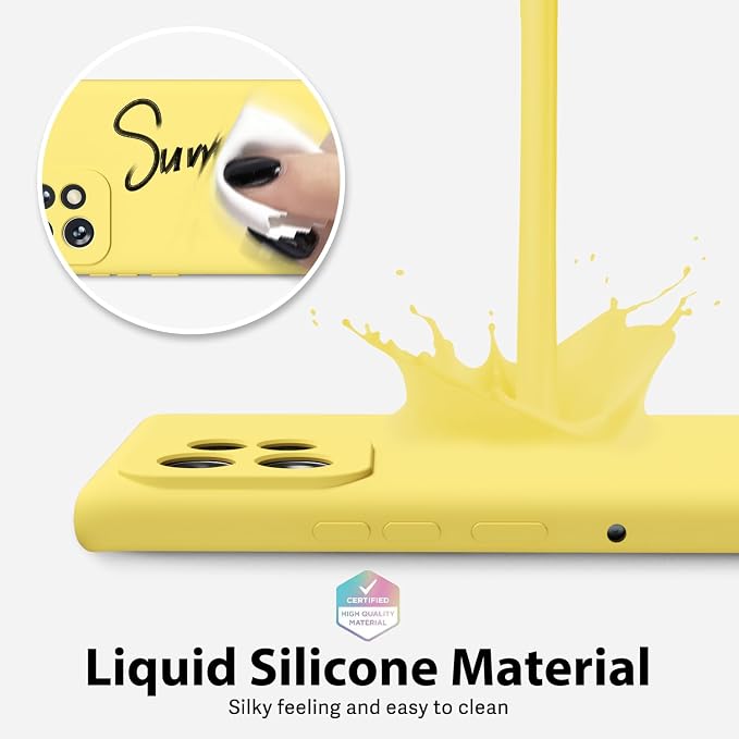 oakxco for Motorola Moto Edge Plus 2023 Case Silicone, Thin Slim Grip Soft Rubber Gel Protective Phone Case for Women, Matte Plain Solid Color Aesthetic Cute Girly Case with Camera Cover, Yellow