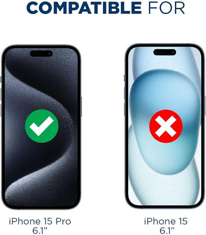 Tech Armor for Apple iPhone 15 Pro Screen Protector Glass 6.1 inch - Ballistic Tempered, Case Friendly, Easy Install, Sensor Protection, HD, 9H Hardness, 3 Pack + Bonus Camera Lens Protectors