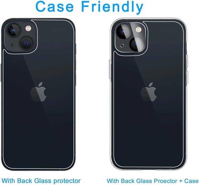 [ 2+2 +2 ] 2 Front + 2 Back for iPhone 13 Glass Screen Protector HD Clear +2 Glass Camera Lens Protector for iPhone 13 (6.1") with Installation Frame,Case friendly