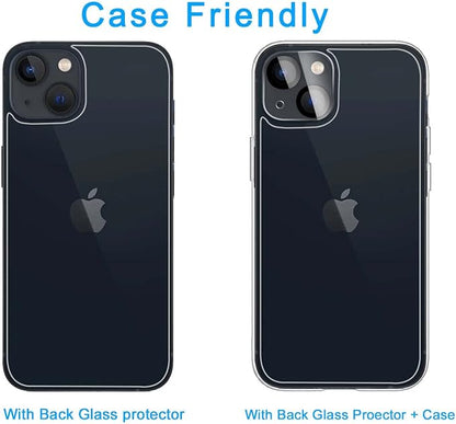 [ 2+2 +2 ] 2 Front + 2 Back for iPhone 13 Glass Screen Protector HD Clear +2 Glass Camera Lens Protector for iPhone 13 (6.1") with Installation Frame,Case friendly
