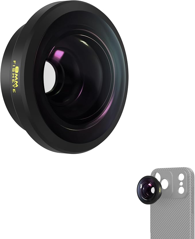 Freewell 8mm Fisheye Lens for iPhone & Samsung – 220° Ultra-Wide Angle, 0.5m Focus Distance – Perfect for Creative Shots