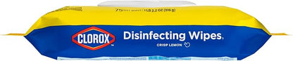 Clorox Disinfecting Cleaning Wipes Flex Pack, Bleach Free, Crisp Lemon, 75 Count (Pack May vary)