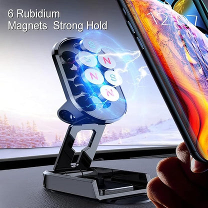 2025 New Alloy Folding Magnetic Car Phone Holder, Magnetic Car Phone Holder Mount Rotatable (1Set)