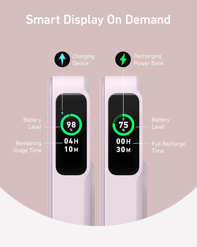 Anker MagGo Power Bank, Qi2 Certified 15W Ultra-Fast MagSafe-Compatible Portable Charger, 10,000mAh Battery Pack with Smart Display and Foldable Stand, For iPhone 15/14/13/12 Only(USB-C Cable Include)