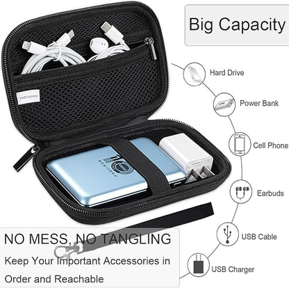 CAAORDKSO Hard Travel Electronic Organizer Case, Electronics Accessories Organizer Pouch Bag for External Hard Drive, Power Bank, Chargers, Cable, Cord, Mouse, Earphones Small Portable Accessories Bag