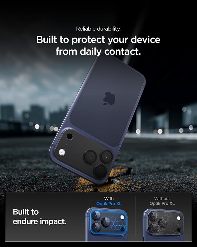 Spigen Camera Lens Screen Protector [GlasTR EZ Fit Optik Pro XL] Designed for iPhone 17 Pro [Case Friendly] - Black [1 Pack]
