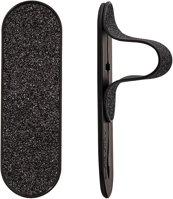 Momostick Flatstick, Cell Phone Finger Grip Strap Holder for Hand, Cell Phone Stand, New Slim Finger Loop Selfie Grip Compatible with Most Smartphones - Glitter Black