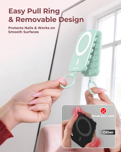 Syncwire Magnetic Suction Phone Mount for MagSafe, Silicone Octo Cup Buddy Sticky Grip Ring Holder, Hands-Free/Selfie/Video for TikTok & Instagram Influencer/Creator, iPhone Compatible,Mint Green