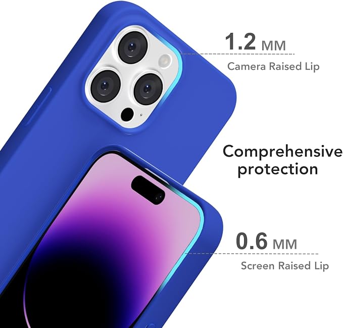 for iPhone 14 Pro Max Case Silicone Compatible with Magsafe Case, Ultra Slim Thin Magnetic Phone Cases Mag Safe, Cute Soft Rubber Gel Matte Plain Wireless Charging Cover for Women, Royal Blue