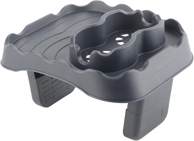 Hot Tub Table, Pool Cup Holder Fits for Outdoor Inflatable Pools/Spas Side Table Swimming Pool Side Drink Tray with Drain Holes for Bathtub Spa Patio(Gray)
