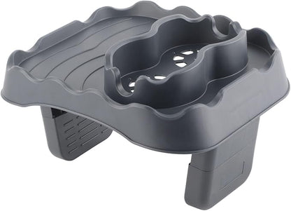 Hot Tub Table, Pool Cup Holder Fits for Outdoor Inflatable Pools/Spas Side Table Swimming Pool Side Drink Tray with Drain Holes for Bathtub Spa Patio(Gray)