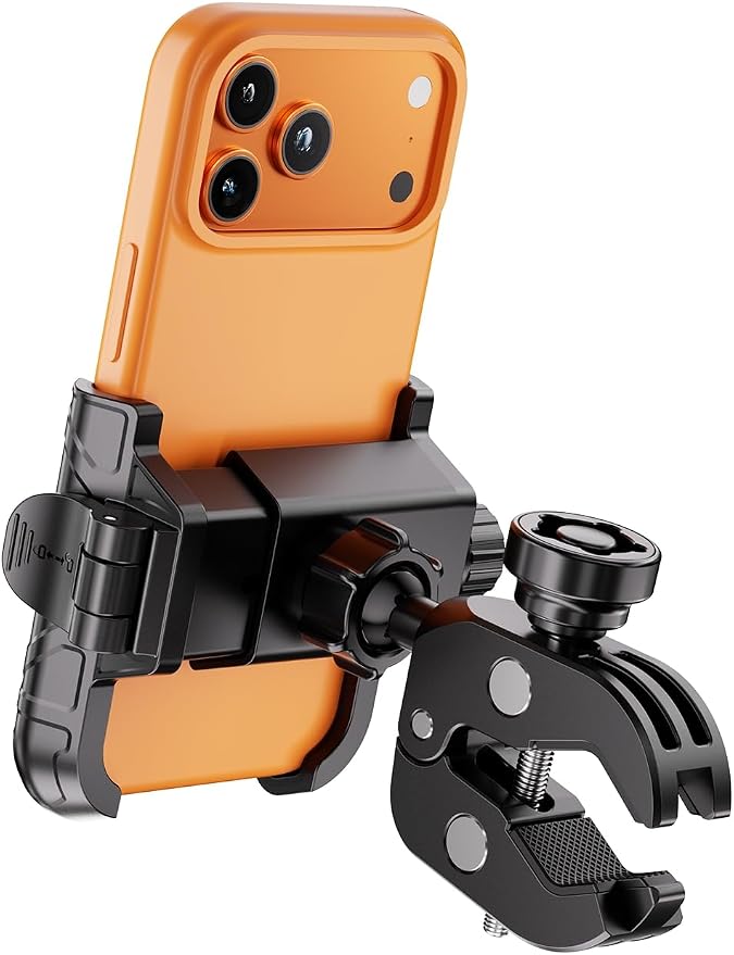 Kewig Bike Phone Holder - [Camera Friendly] [1-Second Lock & Release] Bike Cell Phone Mount Clamp, Motorcycle Bicycle Scooters Handlebar Cell Phone Mount Clip Fits 5.4-7.2" Smartphones
