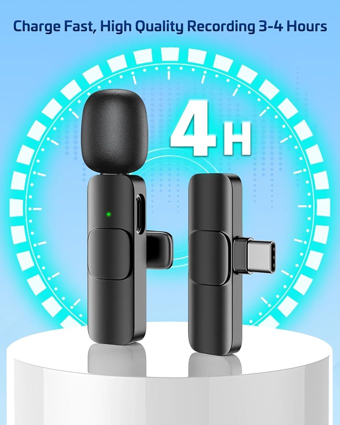 Wireless Lavalier Lapel Microphone for iPhone – Mini Bluetooth Mic with Reverb, Portable Clip-on Mic for Video Recording, Vlogging, Podcast, Interviews, TikTok, YouTube
