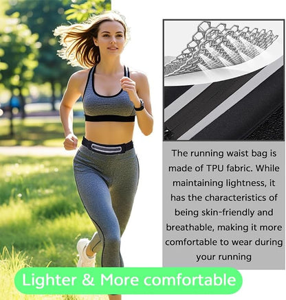 Slim Running Belt Fanny Pack for Women Men,Running phone holder,Running Waist Pouch bag for Workout Jogging,Money belt,Runner Gear Accessories(Black)