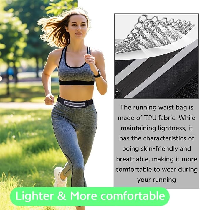 Slim Running Belt Fanny Pack for Women Men,Running phone holder,Running Waist Pouch bag for Workout Jogging,Money belt,Runner Gear Accessories(Grey)