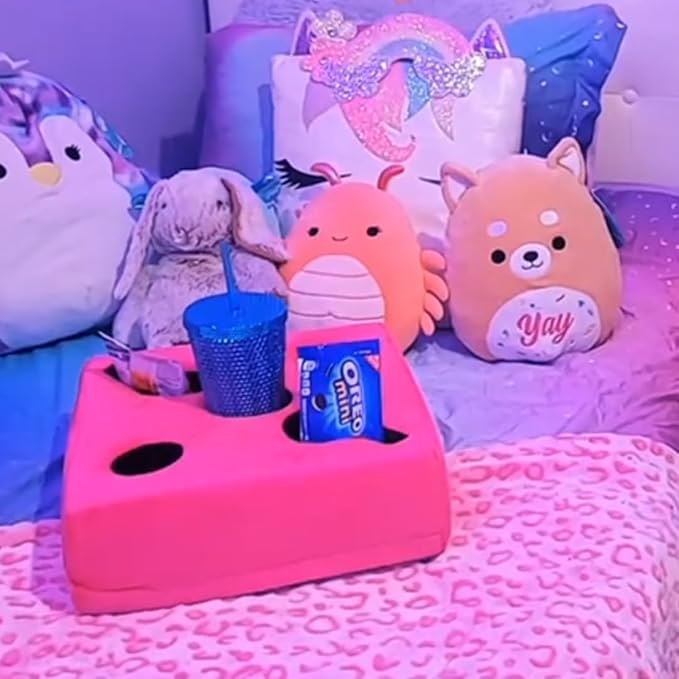 The Original Cup Cozy Pillow-As Seen on TV-The World's Best Couch/Sofa/Bed/Car Cup Holder Pillow and Caddy for Drinks/Snacks/Remotes! (Pink, 5 Hole)