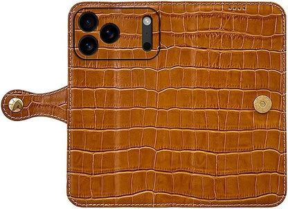 Genuine Leather Case for iPhone 17/17 Pro/17 Air/17 Pro Max, Crocodile Pattern Wallet Flip Cover with Card Holder Kickstand Case,17pro max,Red