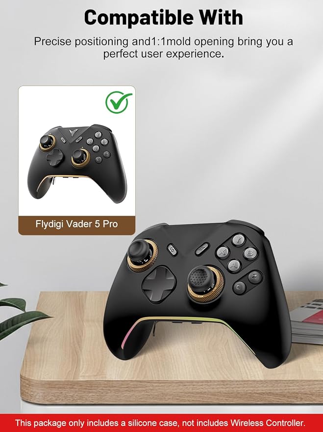 Silicone Protective Case for Flydigi Vader 5 Pro Wireless Controller, Full-Body Protective Cover with Precise Cutout, Shockproof Dustproof Protector Sleeve & Scratch-Resistant Sleeve (Black)