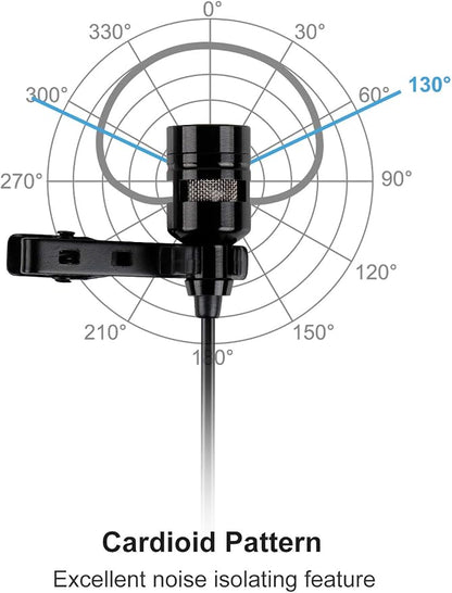 Fifine USB Lavalier Lapel Microphone, Clip-on Cardioid Condenser Computer Mic Plug and Play USB Microphone with Sound Card for PC and Mac-K053