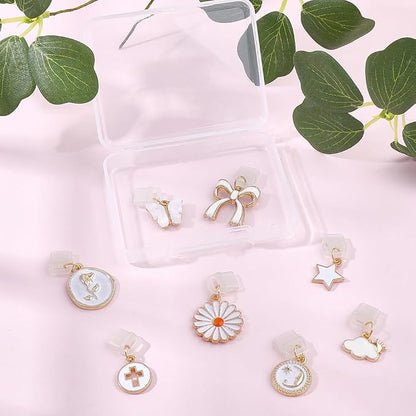 8Pcs 8 Styles Charms for Kindle White Round Star Cloud Sun Bow Flower Dust Plug Charm Compatible with Type C Charging Port Kindle E-Reader Phone Accessories for Book Lover Readers Men Women