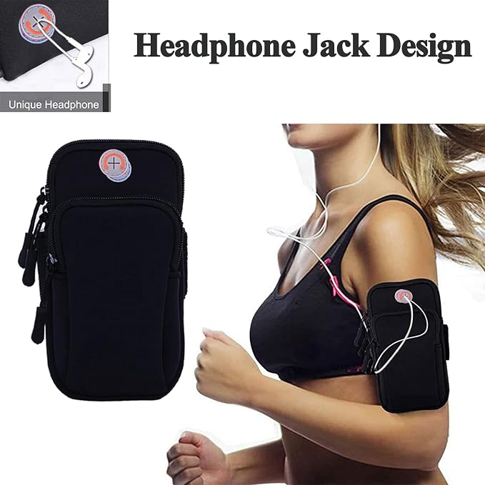 Phone Holder for Running Armband iPhone 17 16 16e 15 14 13 12 11 Pro Max Xs Xr X Plus Air Mini Pouch,Samsung Galaxy S26 S25 S24 S23 S22 Ultra Note,Black Cell Phone Arm Bands Sleeve Sports Gym