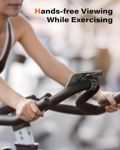 A2C Gym Fitness Phone Mount for MagSafe - 17 N54 Strong Magnets Stable and Secure Phone Mount with Adjustable Strap, 3-in-1 Mount for Gym Equipment, Stroller, Treadmill, Peloton Exercise Bikes