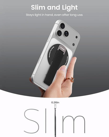 2026 Klearlook for MagSafe Phone Grip with Silicone Finger Strap, Removable Magnetic Phone Ring Holder with Adjustable Kickstand, Finger Phone Ring Grip for iPhone 17/16/15/14/13/12 Series, Black