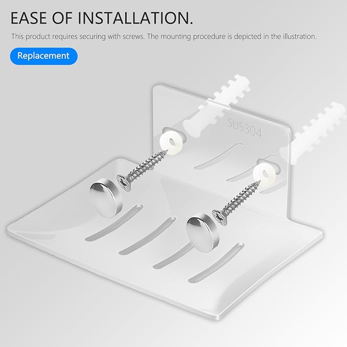 Wall Mounted Soap Dish, Bath Soap Dish for Shower, 304 Stainless Steel Wall Mounted Bar Soap Holder for Bathroom Kitchen-Silver 2pcs