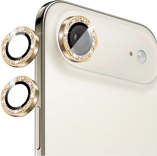 Compatible for iPhone Air Camera Lens Protector Bling, Cute Sparkle Glitter Camera Cover for Women, Individual Ring, Anti-Scratch 2 Pack Protectors for 17 Air (1 Rugular Use + 1 Extra), Light Gold