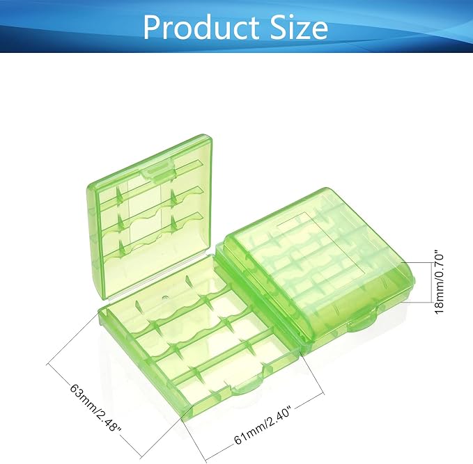 Heyiarbeit Battery Storage Case Holder Box for 4 AA Batteries or 5 AAA Batteries, Green Color (10 Pack)