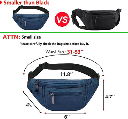 Fanny Pack for Men Women,Crossbody Waist Bag Pack,Belt Bag for Travel Walking Running Hiking Cycling,Easy Carry Any Phone,Wallet (Dark blue)