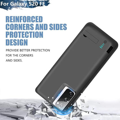 Battery Case for Samsung Galaxy S20 FE 5G, 5000mAh Rechargeable Extended Battery Charging Charger Case, Add 100% Extra Juice, Not Compatible with Galaxy S20 (6.5 inch) Black