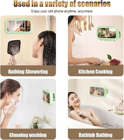 360° Rotatable Retractable Adjustable Shower Phone Case Holder,Anti-fog HD & sensitive screen ,Wall Mounted Phone Holder for Bathroom Mirror Bathtub Kitchen,Shower Accessories for 4-7" Phones (mint)