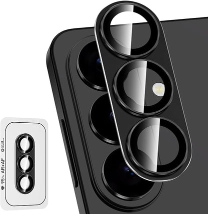 for Samsung Galaxy S26 Plus Camera Lens Protector, Electroplated Matte Back with 9H Tempered Glass Lens Protector, [Strong Adsorption] [Case-Friendly] Metal Ring HD Clear Lens Cover, Black