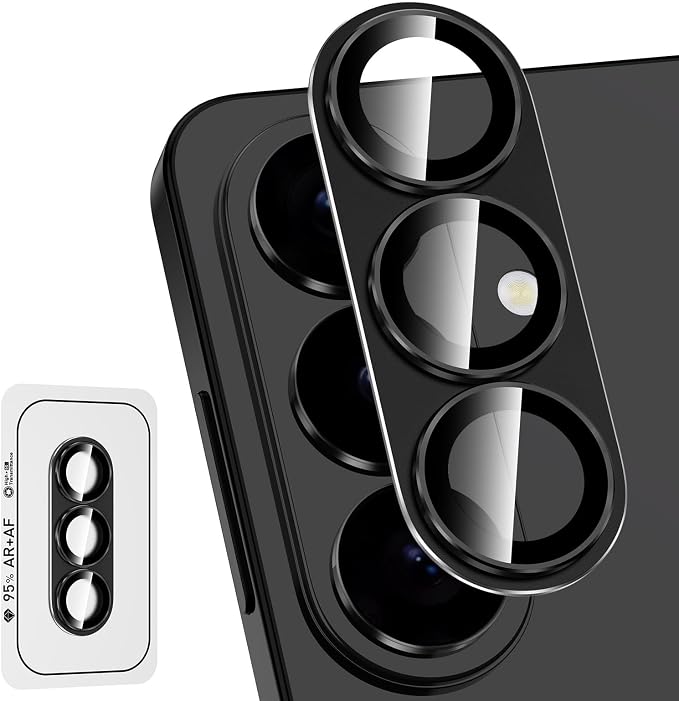 for Samsung Galaxy S26 Camera Lens Protector, Electroplated Matte Back with 9H Tempered Glass Lens Protector, [Strong Adsorption] [Case-Friendly] Metal Ring HD Clear Lens Cover, Black