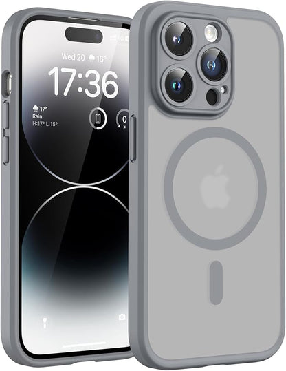TOCOL for Phone 14 Pro Case, Compatible with Magsafe Charger, Full Camera Protection, Drop Protection, Translucent Matte Phone Case for iPhone 14 Pro 6.1 inch (Gray)
