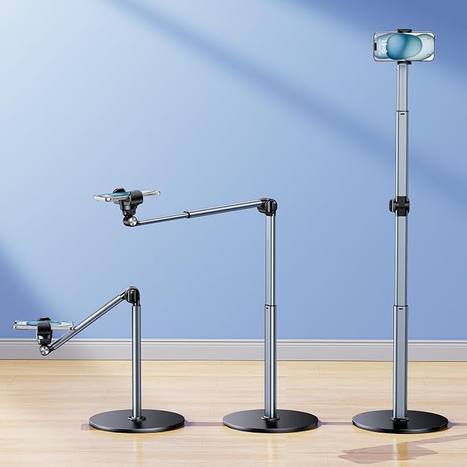 Aluminum Overhead Phone Stand for Recording,Adjustable Phone Mount for Desk,iPhone Tripod for Overhead Shots,Sturdy Holder for Cooking,Crafting,Filming,Painting – Perfect for Creators(Clip)